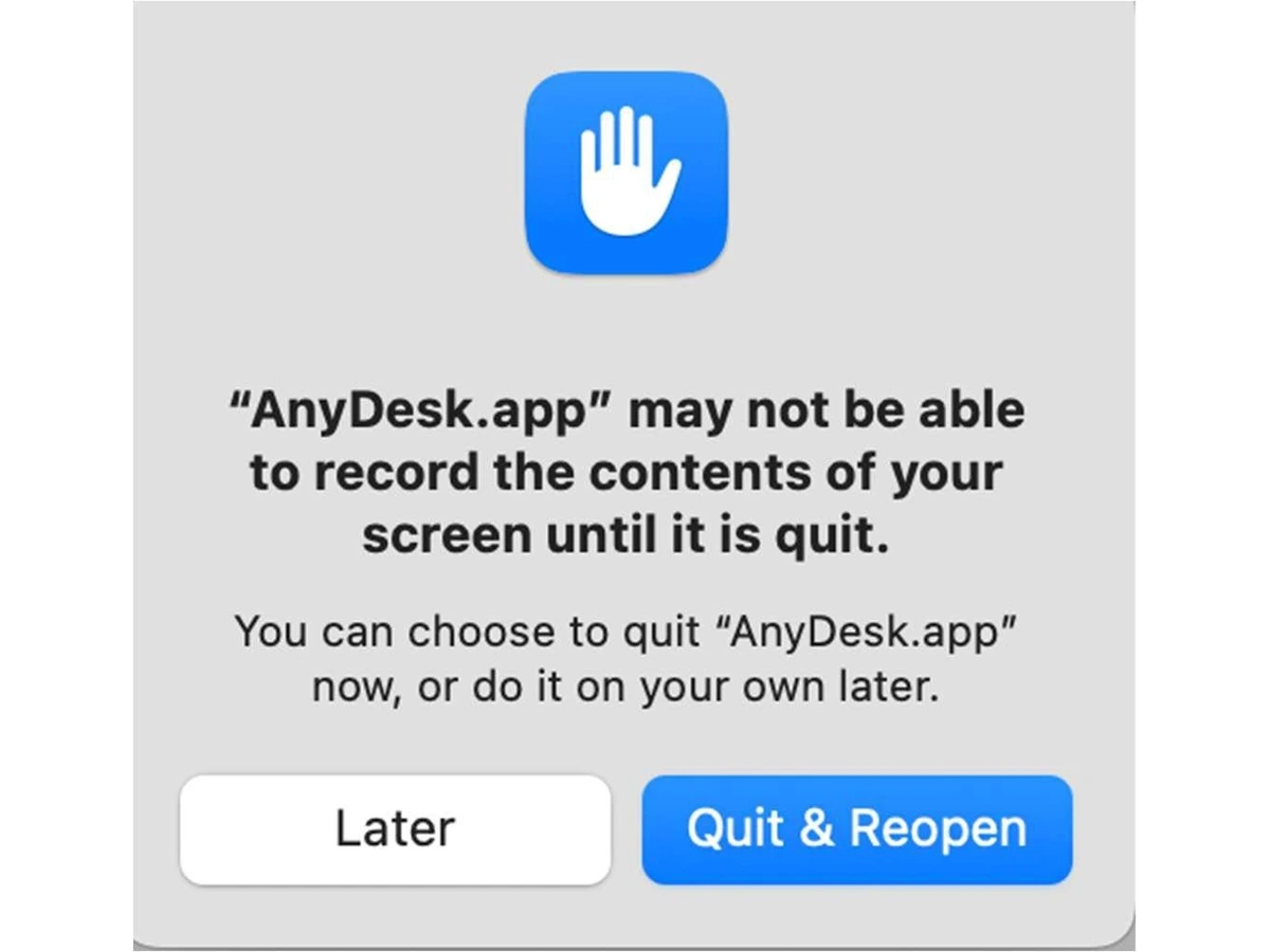Αν εμφανιστεί αυτό το μήνυμα, πατήστε Quit & Reopen. Διαφορετικά συνεχίστε.
